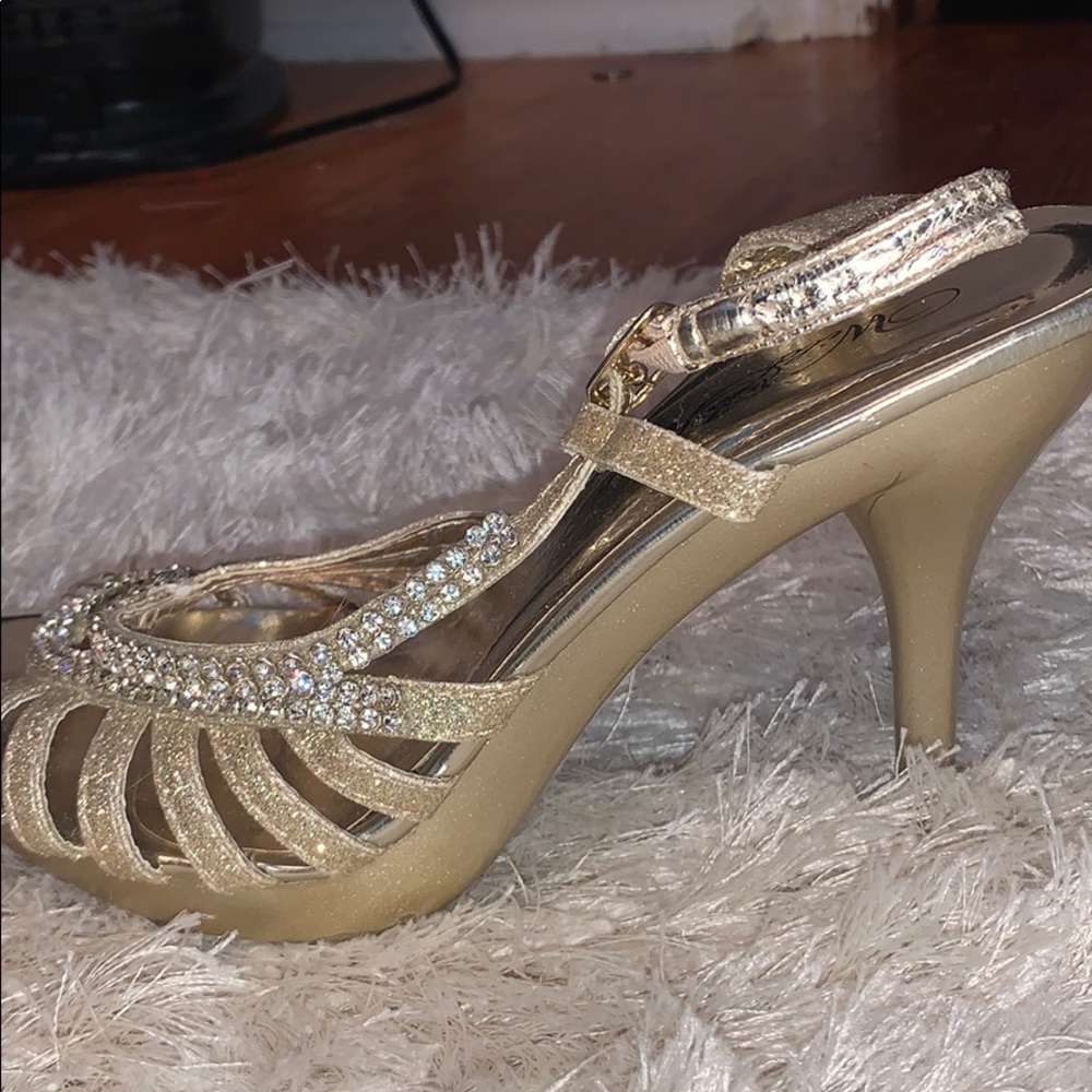 Gold high heels
